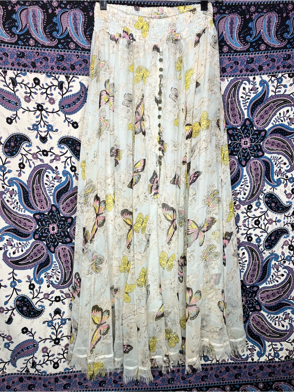 Z&L stunning sheer butterfly maxi skirt S